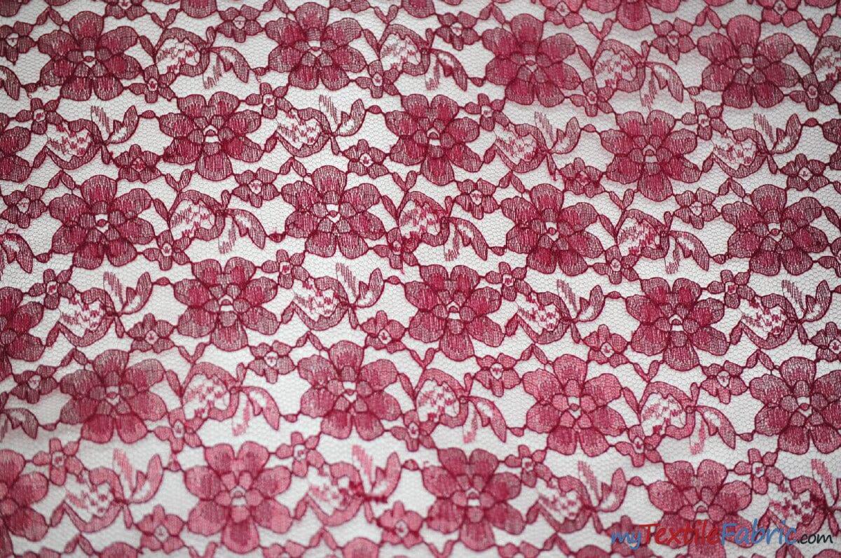 Raschel Lace Fabric | 60" Wide | Vintage Lace Fabric | Bridal Lace, Decoration, Curtain, Tablecloth | Boutique Lace Fabric | Floral Lace Fabric | Fabric mytextilefabric Yards Burgundy