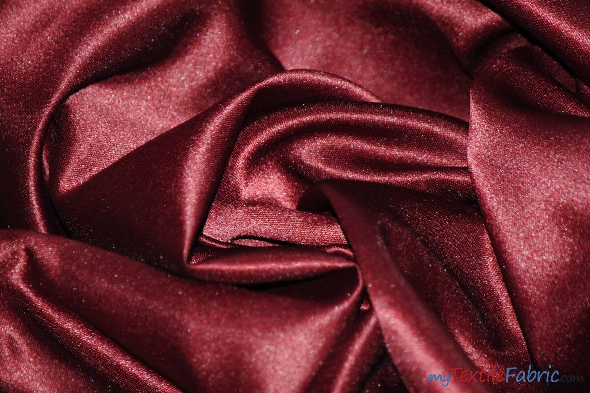 Stretch Matte Satin Peau de Soie Fabric | 60" Wide | Stretch Duchess Satin | Stretch Dull Lamour Satin for Bridal, Wedding, Costumes, Bridesmaid Dress Fabric mytextilefabric Yards Burgundy
