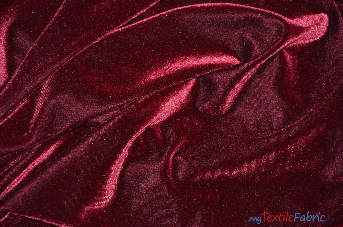 Soft and Plush Stretch Velvet Fabric | Stretch Velvet Spandex | 58" Wide | Spandex Velour for Apparel, Costume, Cosplay, Drapes | Fabric mytextilefabric Yards Burgundy