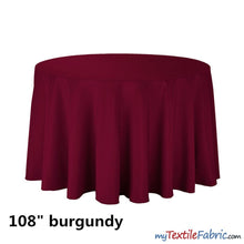 Load image into Gallery viewer, 108&quot; Round Polyester Seamless Tablecloth | Sold by Single Piece or Wholesale Box | Fabric mytextilefabric By Piece Burgundy 
