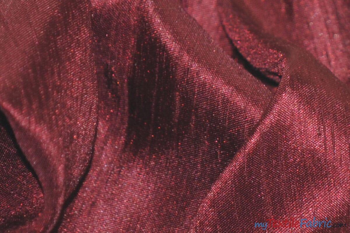 Shantung Satin Fabric | Satin Dupioni Silk Fabric | 60" Wide | Multiple Colors | Continuous Yards | Fabric mytextilefabric Yards Burgundy