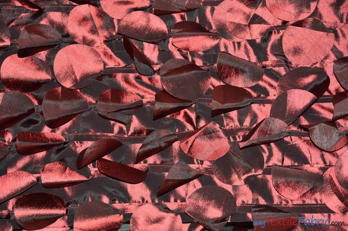 Petal Taffeta Fabric | Hanging Round Petal Taffeta | 57" Wide | Multiple Colors Fabric mytextilefabric Yards Burgundy