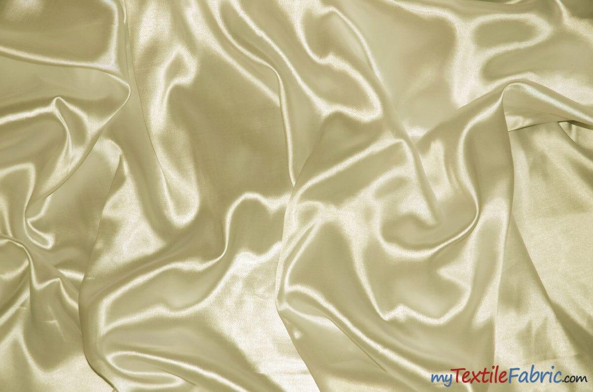 Silky Soft Medium Satin Fabric | Lightweight Event Drapery Satin | 60" Wide | Economic Satin by the Wholesale Bolt | Fabric mytextilefabric Bolts Butter 0003