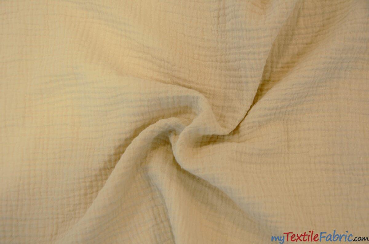 Double Layer Cotton Gauze Fabric | Soft Double Layer Muslin | 48" Wide | Double Cotton Gauze Fabric | Fabric mytextilefabric Yards Champagne