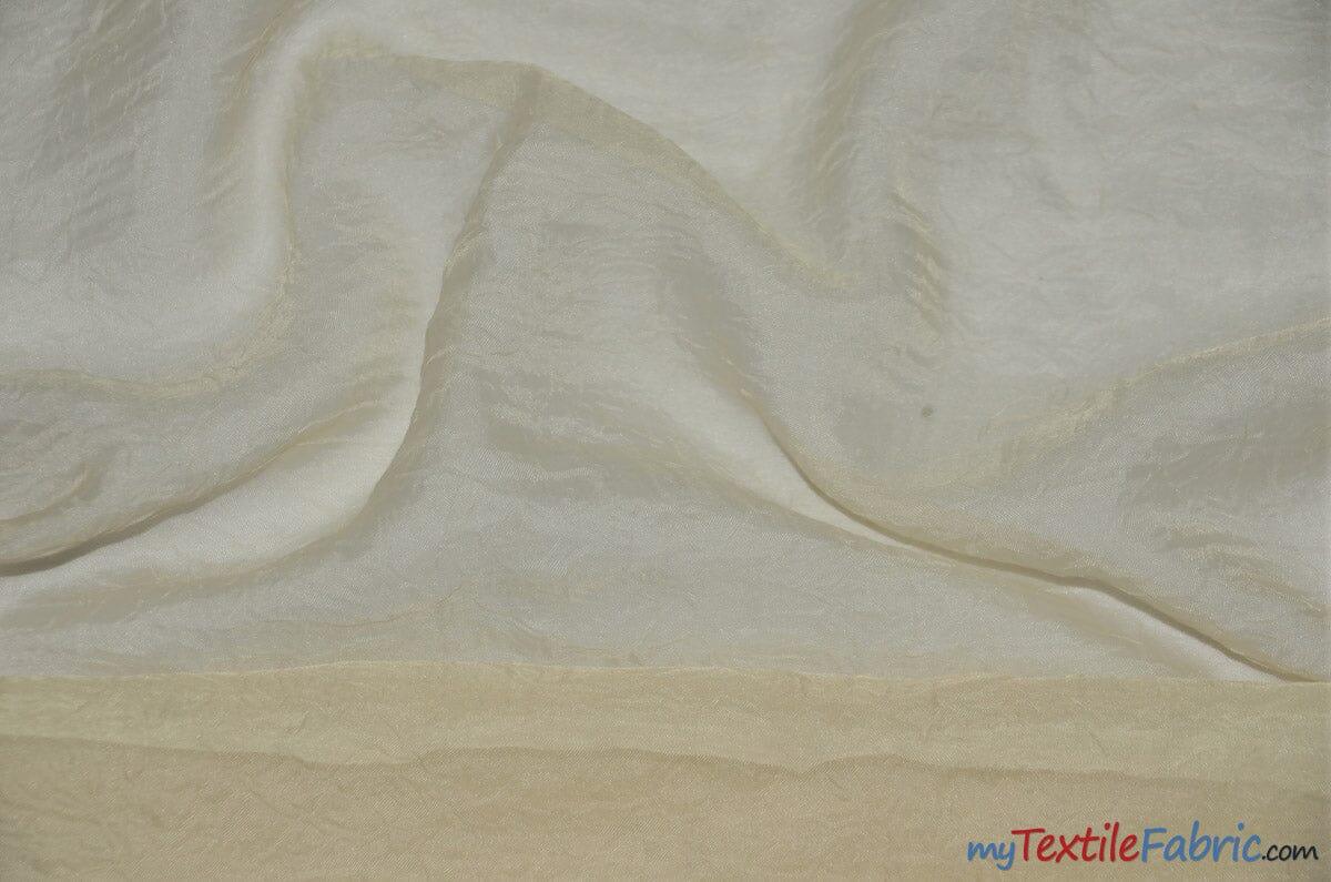IFR Crush Sheer Voile Fabric | Crush Voile Drapery | 108" Wide | White Ivory & Champagne | Fabric mytextilefabric Bolts Butter