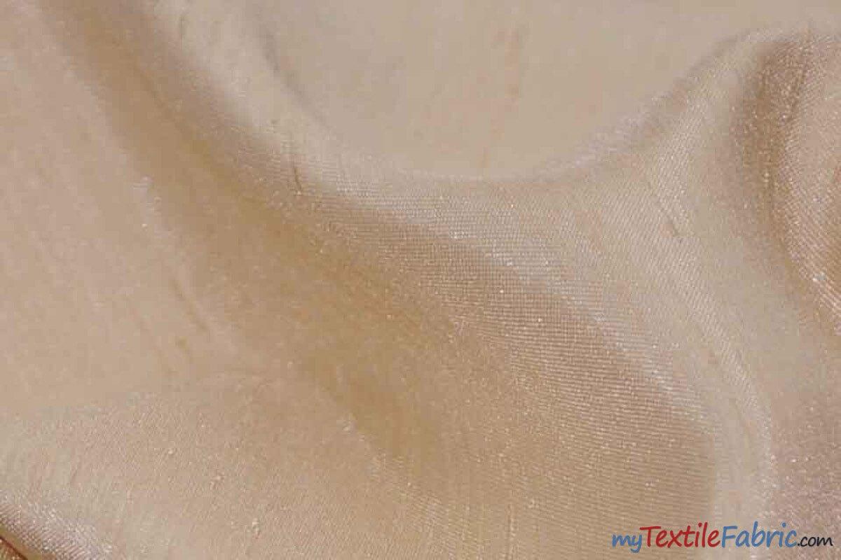 Shantung Satin Fabric | Satin Dupioni Silk Fabric | 60" Wide | Multiple Colors | Continuous Yards | Fabric mytextilefabric Yards Champagne