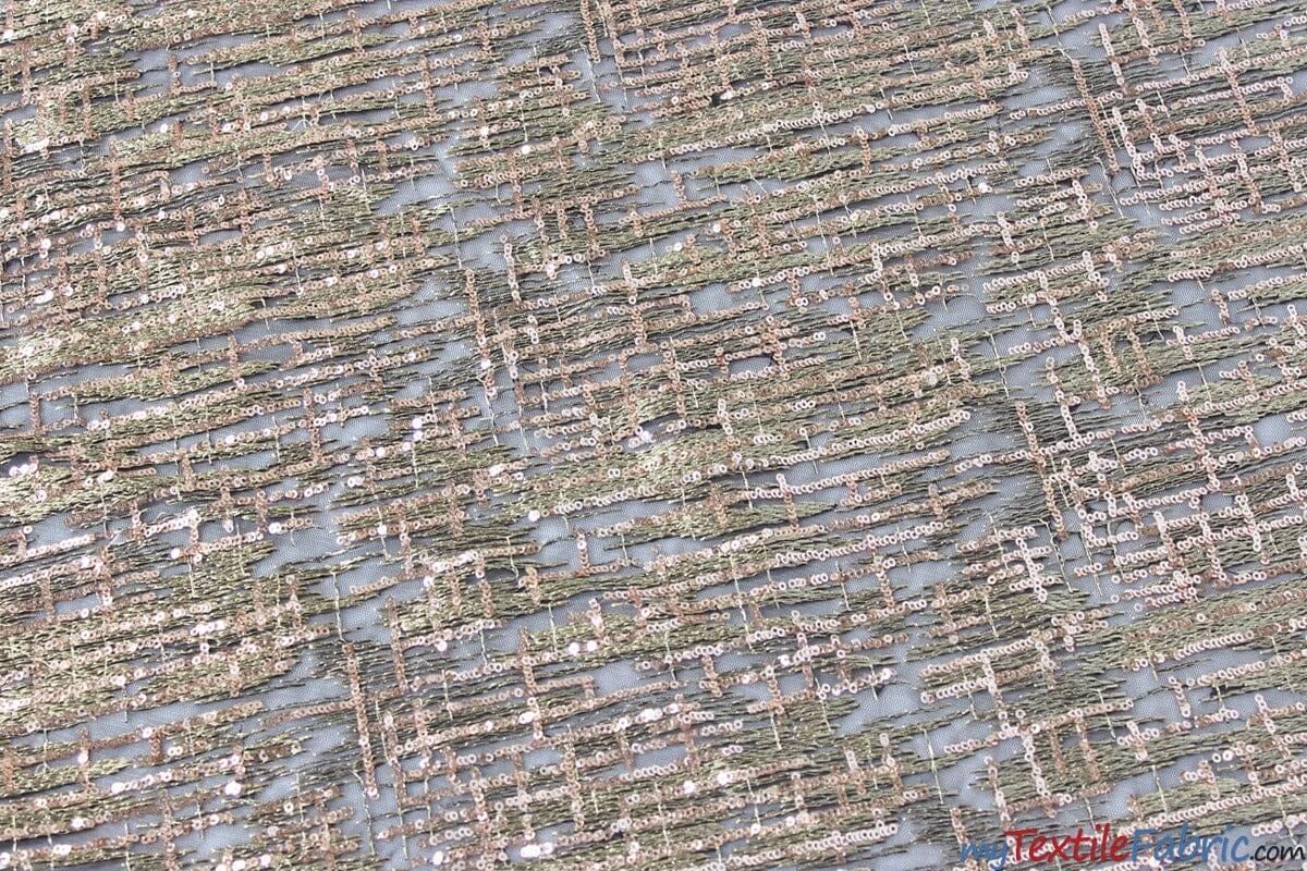 Sequins Everleigh Lace Fabric | Everleigh Embroidery | 52" Wide | Multiple Colors | Fabric mytextilefabric Yards Champagne