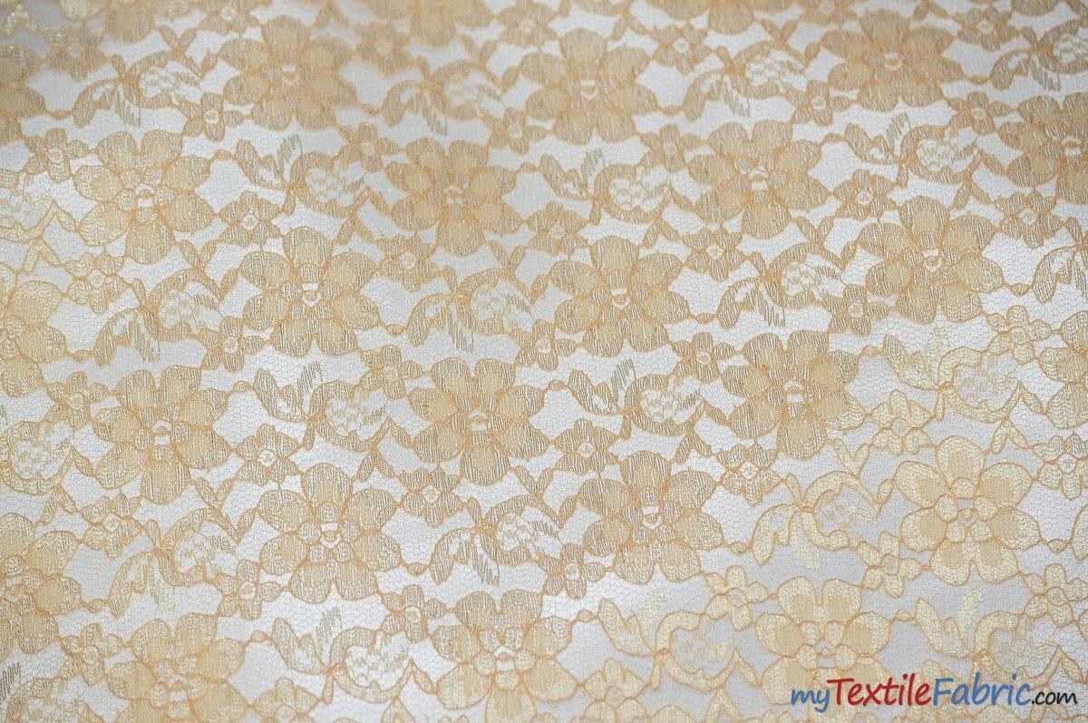 Raschel Lace Fabric | 60" Wide | Vintage Lace Fabric | Bridal Lace, Decoration, Curtain, Tablecloth | Boutique Lace Fabric | Floral Lace Fabric | Fabric mytextilefabric Yards Champagne
