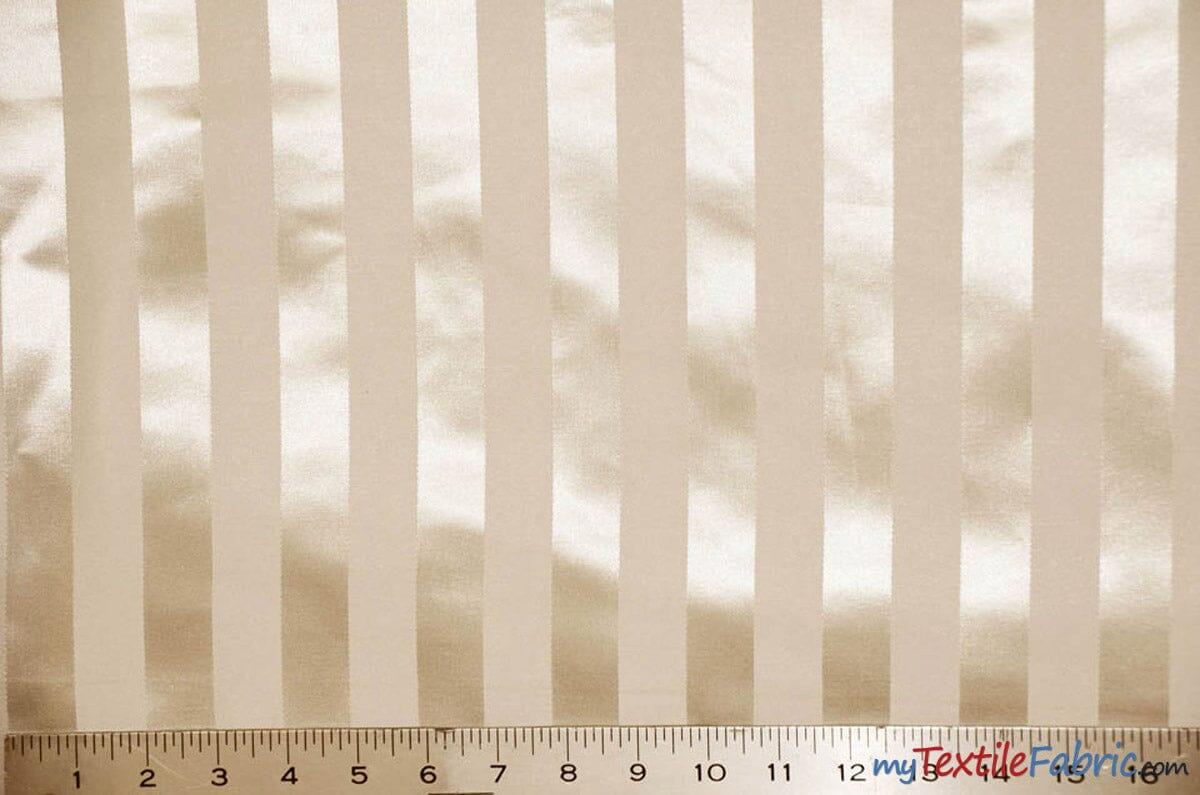 Bridal Satin Stripe Brocade | Bridal Stripe Jacquard | 60" Wide | 4 Colors Available | Satin Stripe Fabric | Fabric mytextilefabric Yards Champagne