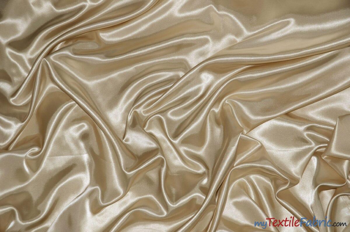 Silky Soft Medium Satin Fabric | Lightweight Event Drapery Satin | 60" Wide | Economic Satin by the Wholesale Bolt | Fabric mytextilefabric Bolts Champagne 0009