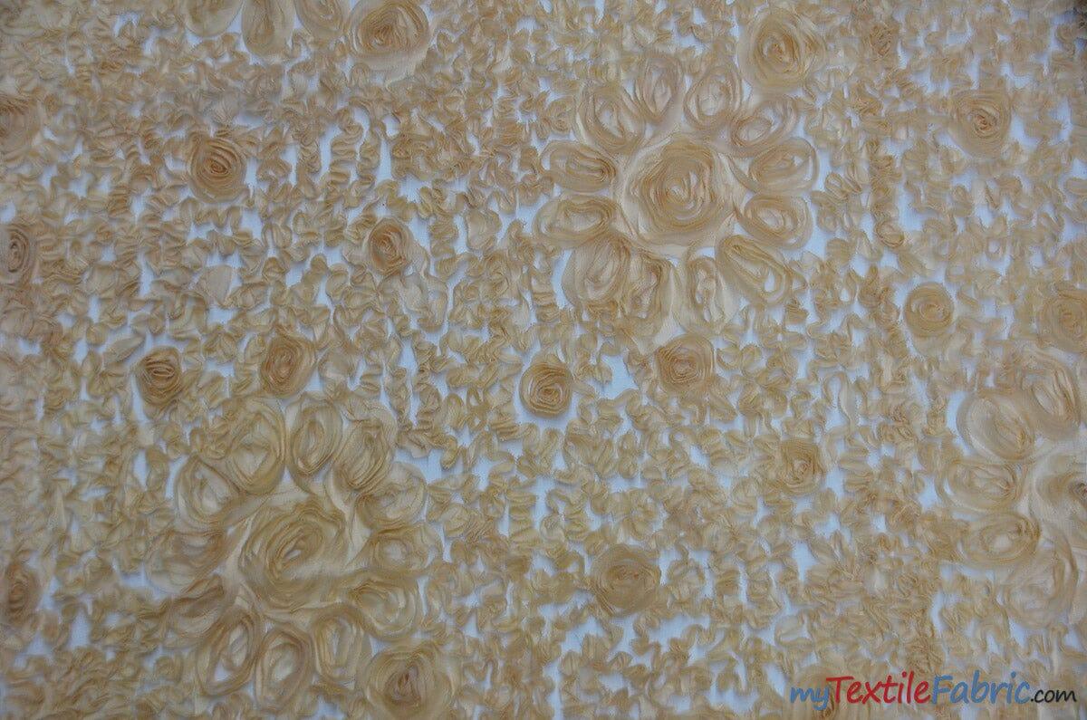 Wedding Bliss Fabric | 3d Floral Chiffon Fabric | Floral Chiffon Embroidery | 52" Wide | 4 Colors | Fabric mytextilefabric Yards Champagne