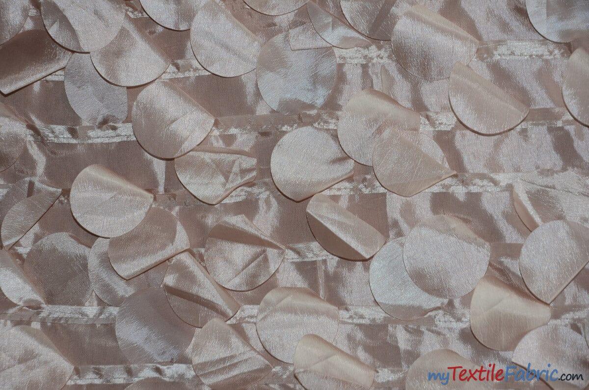 Petal Taffeta Fabric | Hanging Round Petal Taffeta | 57" Wide | Multiple Colors Fabric mytextilefabric Yards Champagne