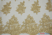 Load image into Gallery viewer, Camilla Embroidery Fabric | Bridal Lace Design YX 1098 | 52&quot; Wide | Fabric mytextilefabric Yards Champagne 
