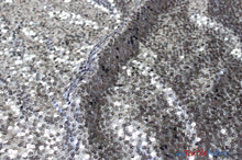 Load image into Gallery viewer, Sequins Taffeta Fabric by the Yard | Glitz Sequins Taffeta Fabric | Raindrop Sequins | 54&quot; Wide | Tablecloths, Runners, Dresses, Apparel | Fabric mytextilefabric Yards Charcoal 
