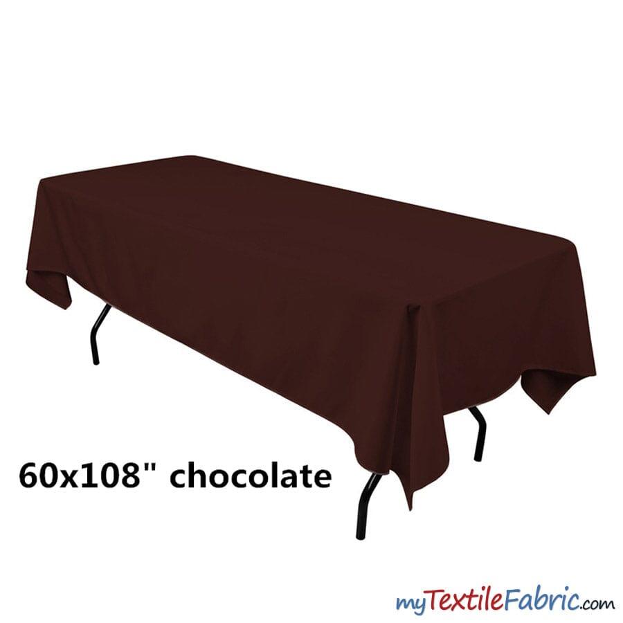 60" x 108" Banquet Polyester Tablecloth | Sold By Piece or Wholesale Box | Fabric mytextilefabric By Piece Chocolate