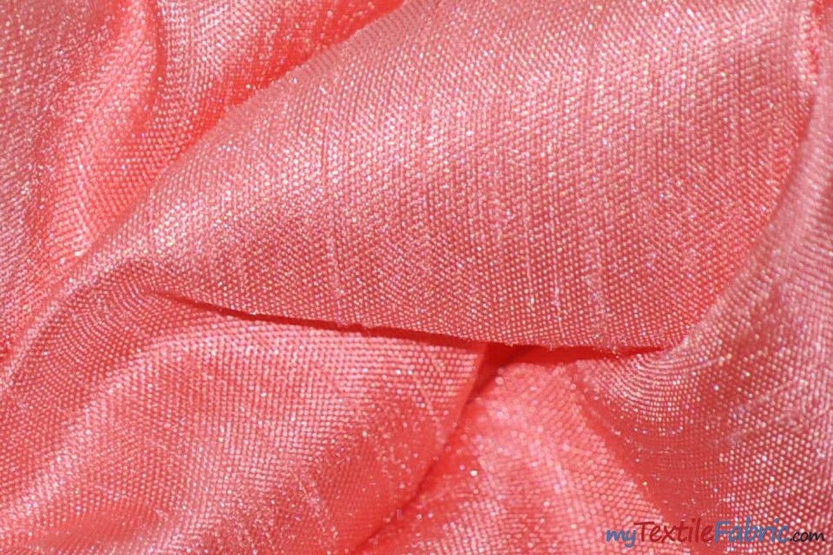 Shantung Satin Fabric | Satin Dupioni Silk Fabric | 60" Wide | Multiple Colors | Continuous Yards | Fabric mytextilefabric Yards Coral