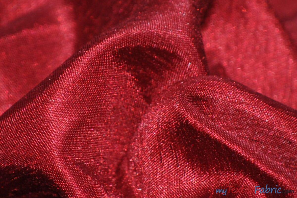 Shantung Satin Fabric | Satin Dupioni Silk Fabric | 60" Wide | Multiple Colors | Continuous Yards | Fabric mytextilefabric Yards Cranberry