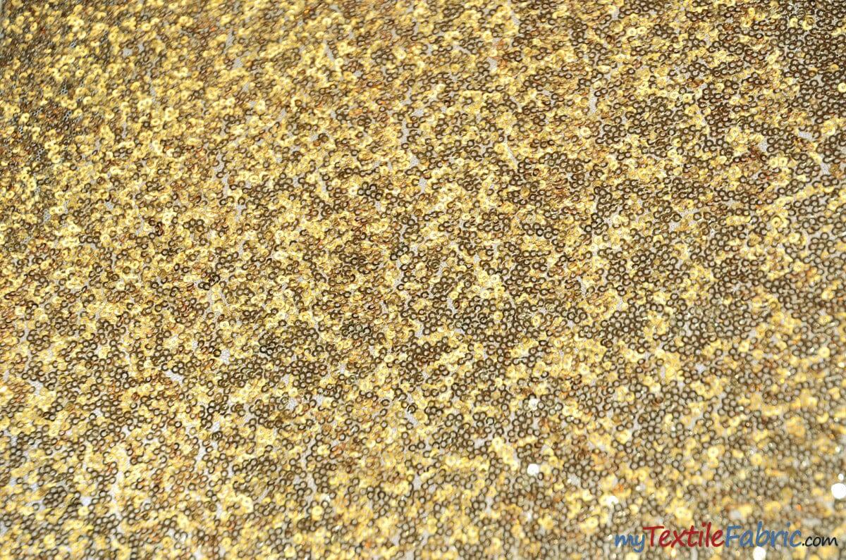 Glitz Mesh Sequins Fabric | 3mm Glitter Sequins | 52" Wide | Multiple Colors | Fabric mytextilefabric Yards Creative Gold