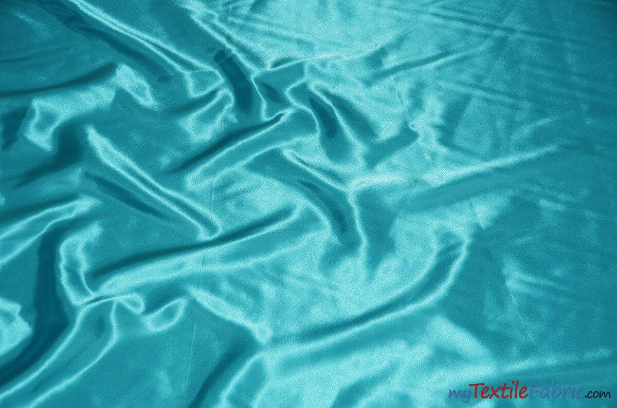 Silky Soft Medium Satin Fabric | Lightweight Event Drapery Satin | 60" Wide | Economic Satin by the Wholesale Bolt | Fabric mytextilefabric Bolts Dark Aqua 0030