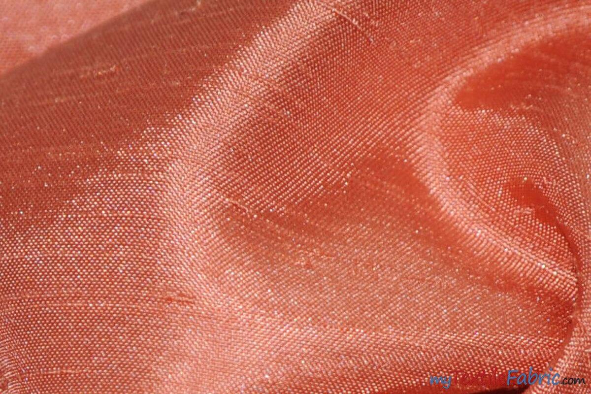 Shantung Satin Fabric | Satin Dupioni Silk Fabric | 60" Wide | Multiple Colors | Continuous Yards | Fabric mytextilefabric Yards Dark Coral