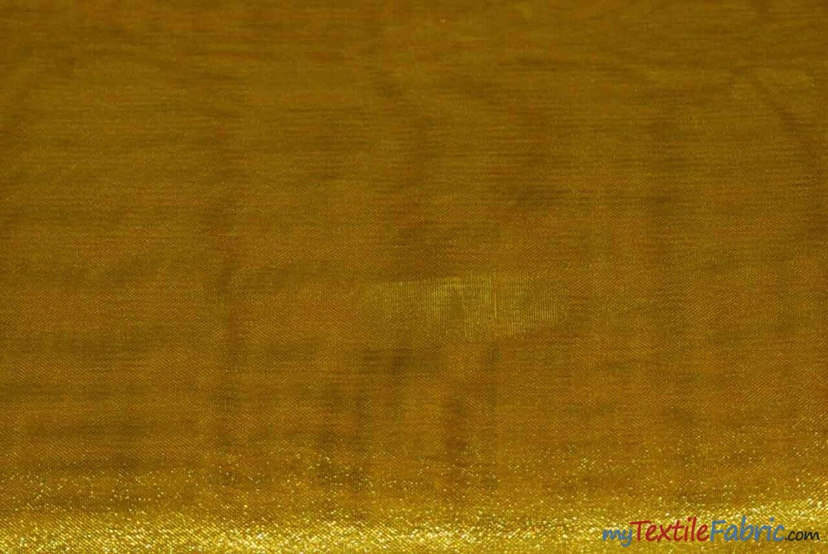 Crystal Organza Fabric | Sparkle Sheer Organza | 60" Wide | Continuous Yards | Multiple Colors | Fabric mytextilefabric Yards Dark Gold
