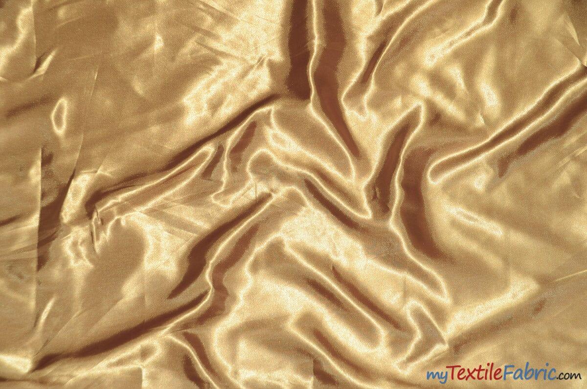 Silky Soft Medium Satin Fabric | Lightweight Event Drapery Satin | 60" Wide | Economic Satin by the Wholesale Bolt | Fabric mytextilefabric Bolts Dark Gold 0002
