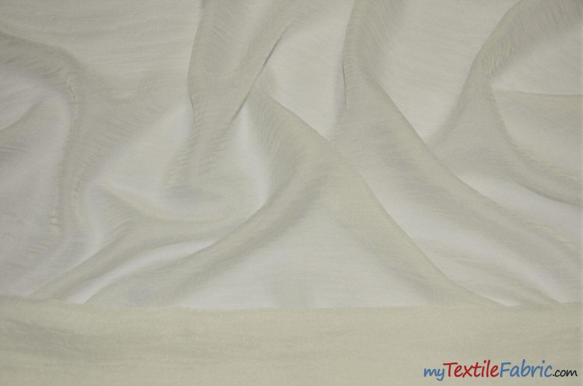 IFR Crush Sheer Voile Fabric | Crush Voile Drapery | 108" Wide | White Ivory & Champagne | Fabric mytextilefabric Bolts Ivory