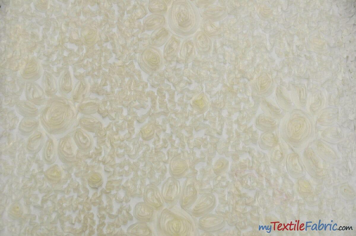 Wedding Bliss Fabric | 3d Floral Chiffon Fabric | Floral Chiffon Embroidery | 52" Wide | 4 Colors | Fabric mytextilefabric Yards Dark Ivory