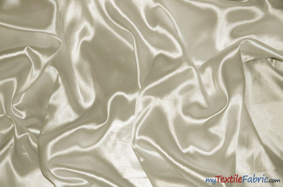 Silky Soft Medium Satin Fabric | Lightweight Event Drapery Satin | 60" Wide | Economic Satin by the Wholesale Bolt | Fabric mytextilefabric Bolts Dark Ivory 0008
