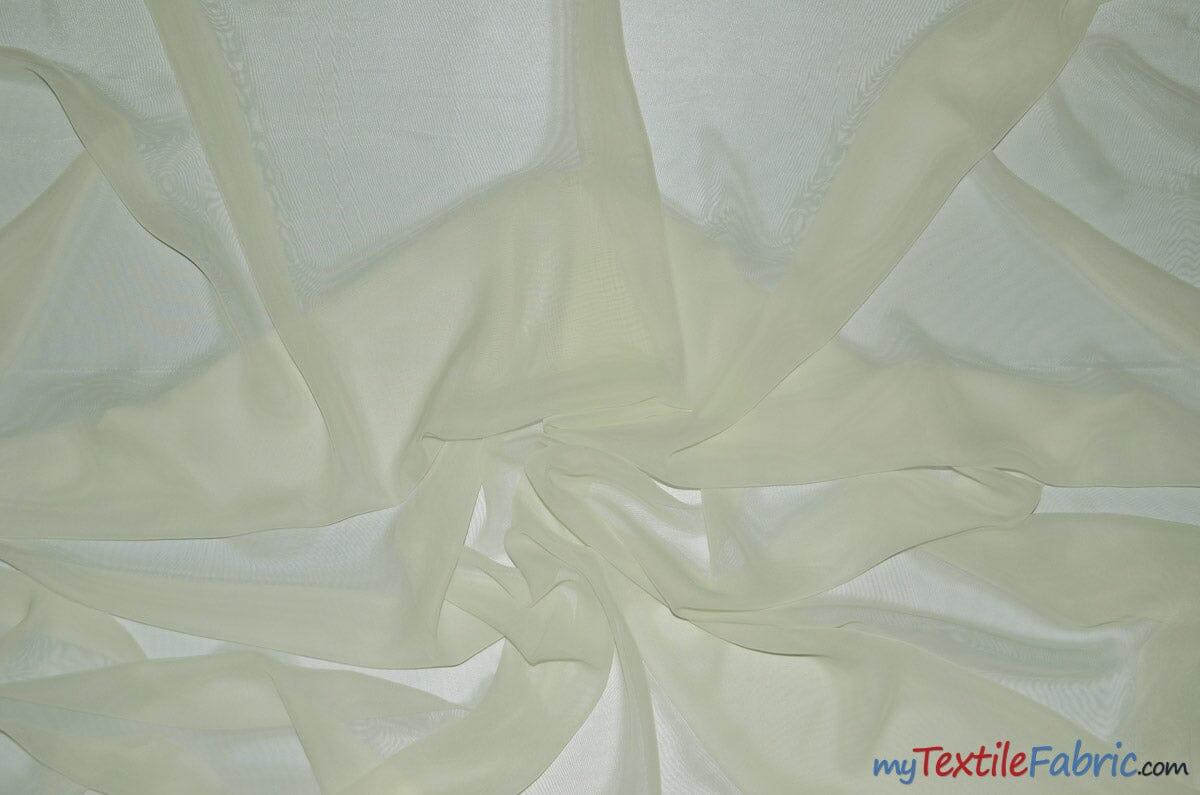 Two Tone Chiffon Fabric | Iridescent Chiffon Fabric | 60" Wide | Clean Edge | Multiple Colors | Continuous Yards | Fabric mytextilefabric Yards Dark Ivory (True Ivory)