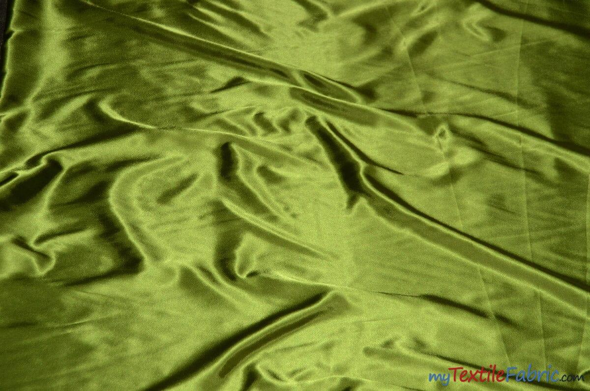Silky Soft Medium Satin Fabric | Lightweight Event Drapery Satin | 60" Wide | Economic Satin by the Wholesale Bolt | Fabric mytextilefabric Bolts Dark Lime 0048