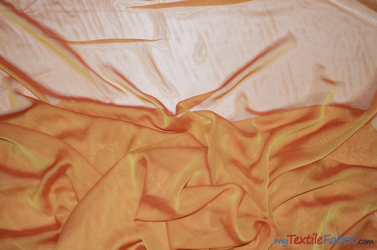 Two Tone Chiffon Fabric | Iridescent Chiffon Fabric | 60" Wide | Clean Edge | Multiple Colors | Continuous Yards | Fabric mytextilefabric Yards Dark Orange