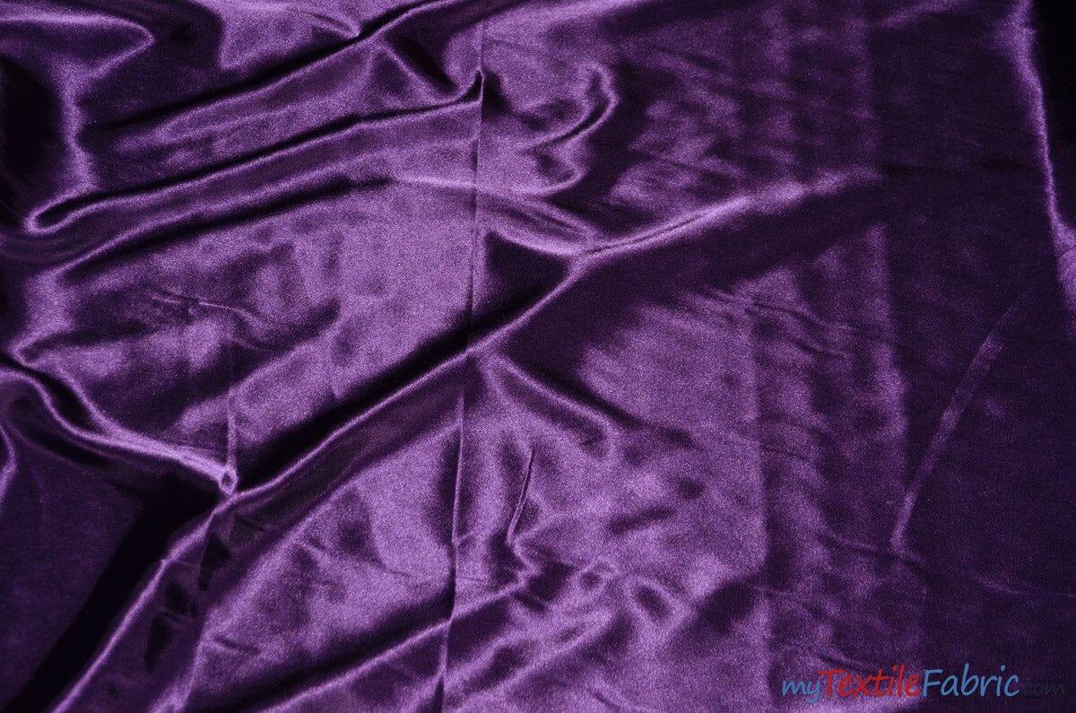 Silky Soft Medium Satin Fabric | Lightweight Event Drapery Satin | 60" Wide | Economic Satin by the Wholesale Bolt | Fabric mytextilefabric Bolts Dark Purple 0080