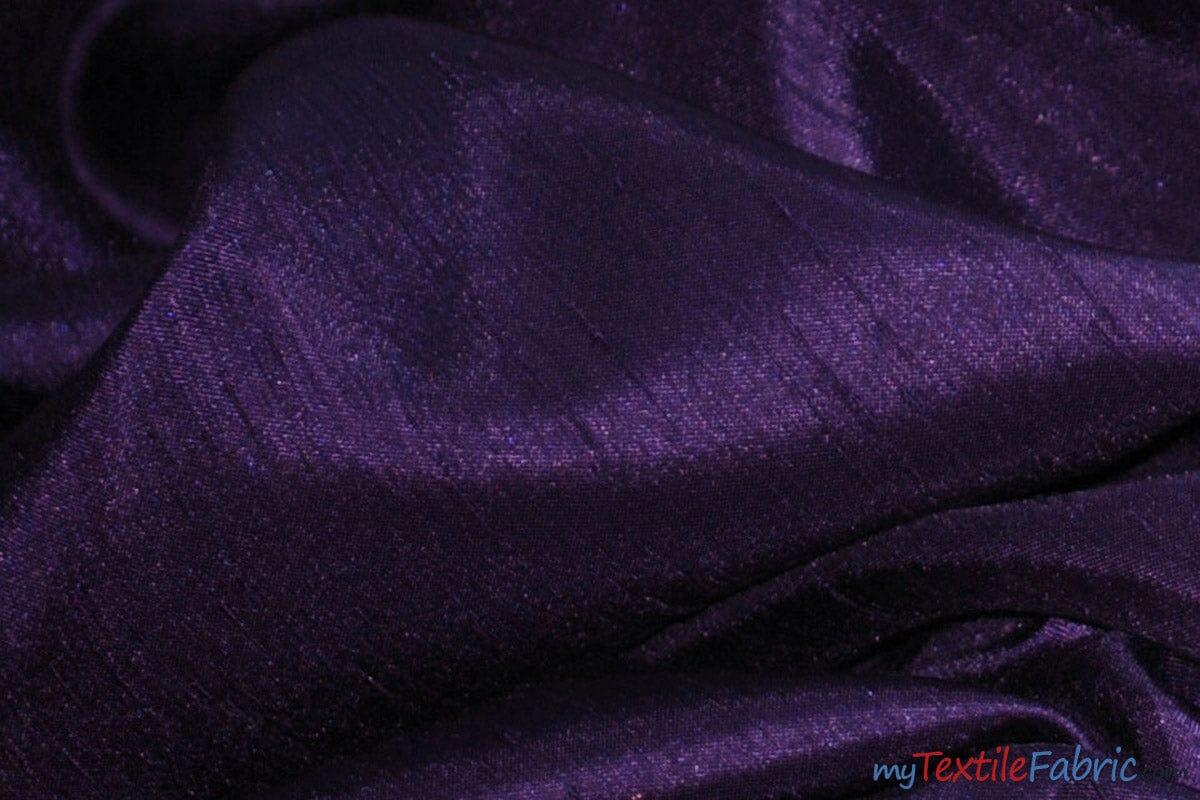 Shantung Satin Fabric | Satin Dupioni Silk Fabric | 60" Wide | Multiple Colors | Continuous Yards | Fabric mytextilefabric Yards Dark Purple