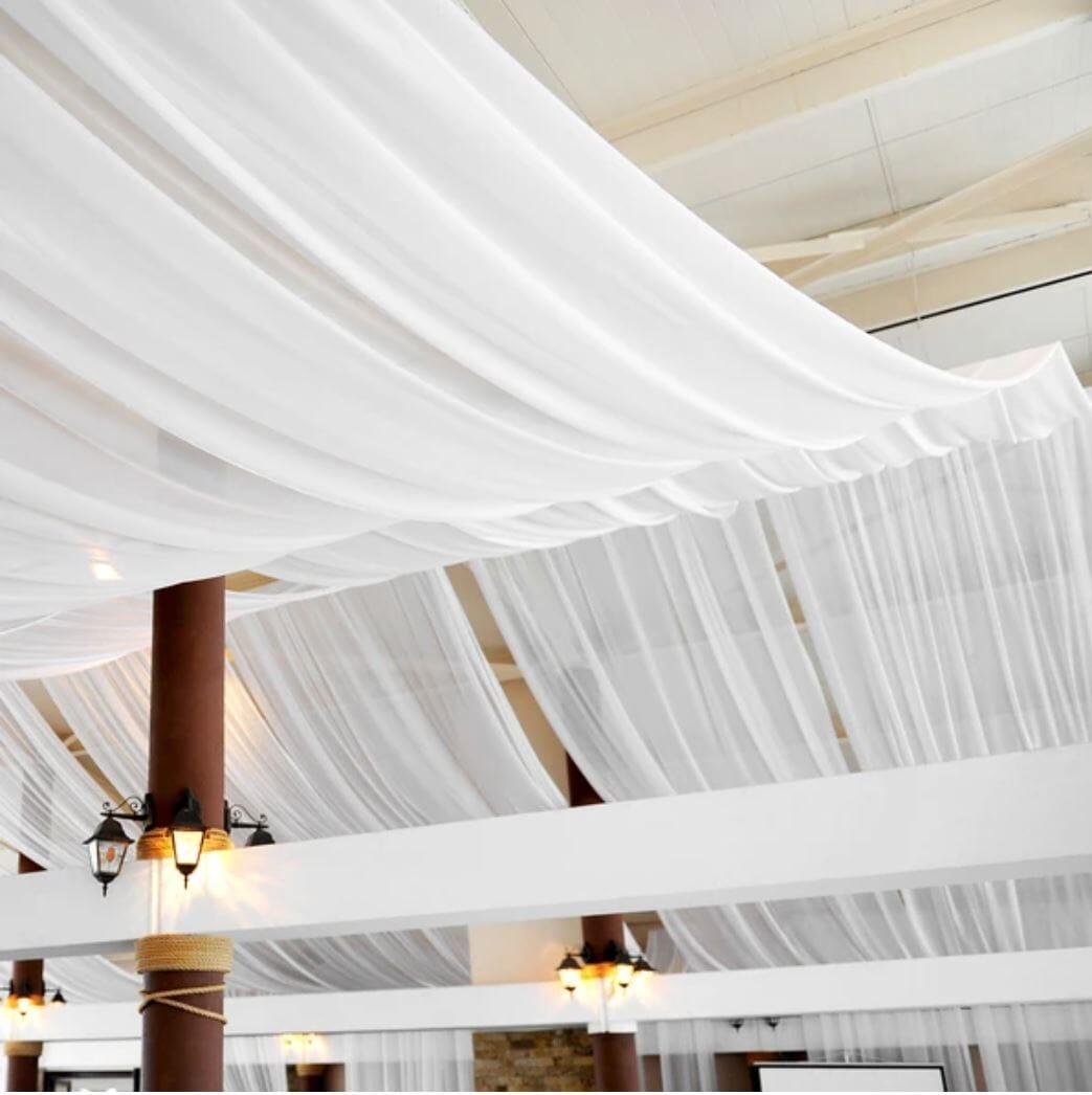 IFR Crush Sheer Voile Fabric | Crush Voile Drapery | 108" Wide | White Ivory & Champagne | Fabric mytextilefabric