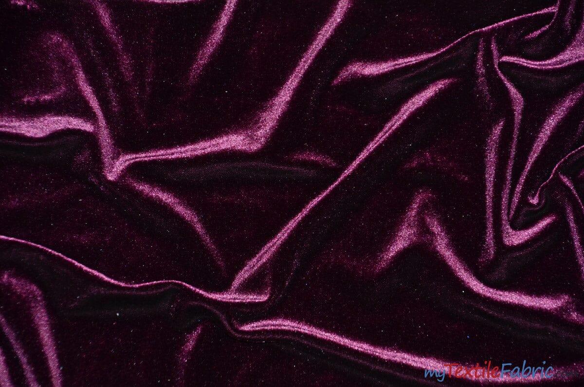 Soft and Plush Stretch Velvet Fabric | Stretch Velvet Spandex | 58" Wide | Spandex Velour for Apparel, Costume, Cosplay, Drapes | Fabric mytextilefabric Yards Eggplant