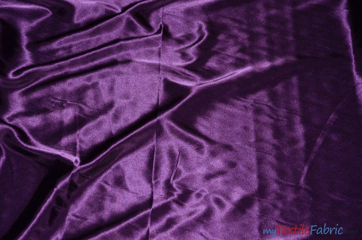 Silky Soft Medium Satin Fabric | Lightweight Event Drapery Satin | 60" Wide | Economic Satin by the Wholesale Bolt | Fabric mytextilefabric Bolts Eggplant 0026