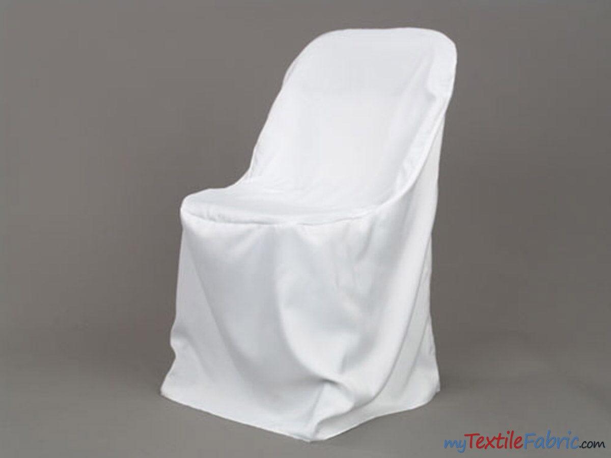 Polyester Folding Chair Cover | Chair Cover for Wedding, Event, Ballroom | Non Stretch Solid Polyester | newtextilefabric By Piece White
