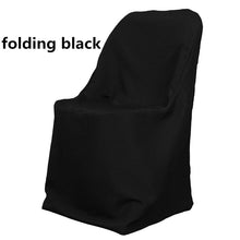 Load image into Gallery viewer, Wrinkle Free Folding Chair Covers | Scuba Folding Chair Cover | Chair Cover for Wedding, Event, Ballroom | White Ivory Black | newtextilefabric By Piece Black 
