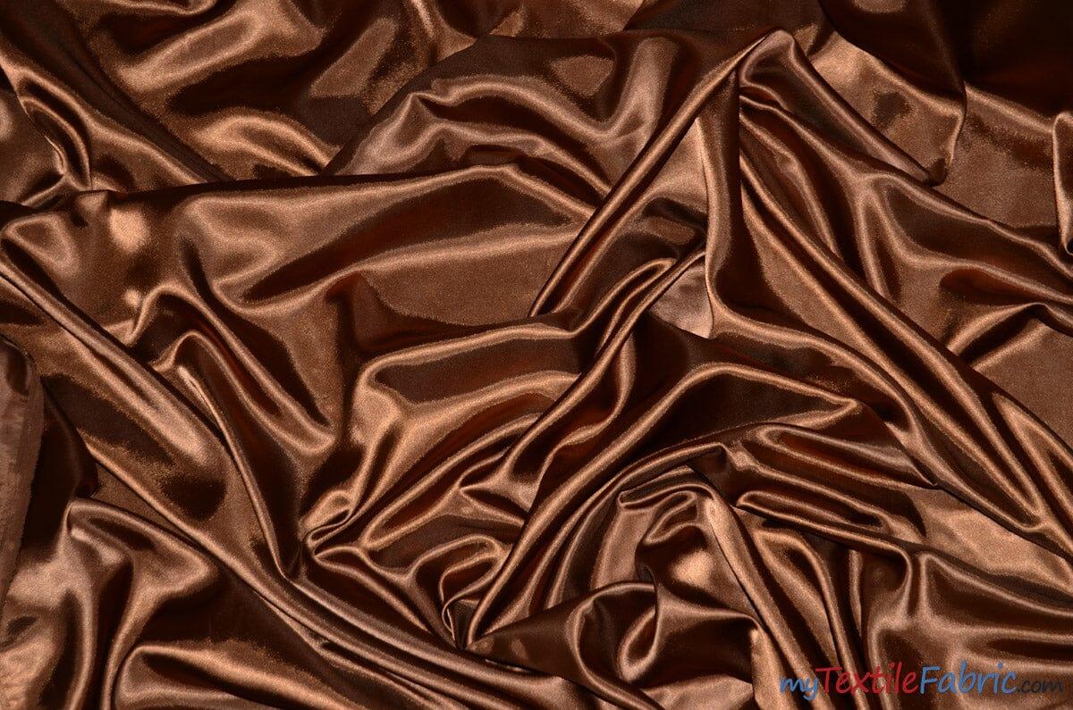 Silky Soft Medium Satin Fabric | Lightweight Event Drapery Satin | 60" Wide | Economic Satin by the Wholesale Bolt | Fabric mytextilefabric Bolts Frappuccino 0011