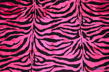 Load image into Gallery viewer, Zebra Flocking Taffeta | Flocking Velvet Zebra on Taffeta Fabric | 60&quot; Wide | Curtains, Apparel, Cosplay, Costume, Decor | Fabric mytextilefabric Yards Fuchsia Zebra 
