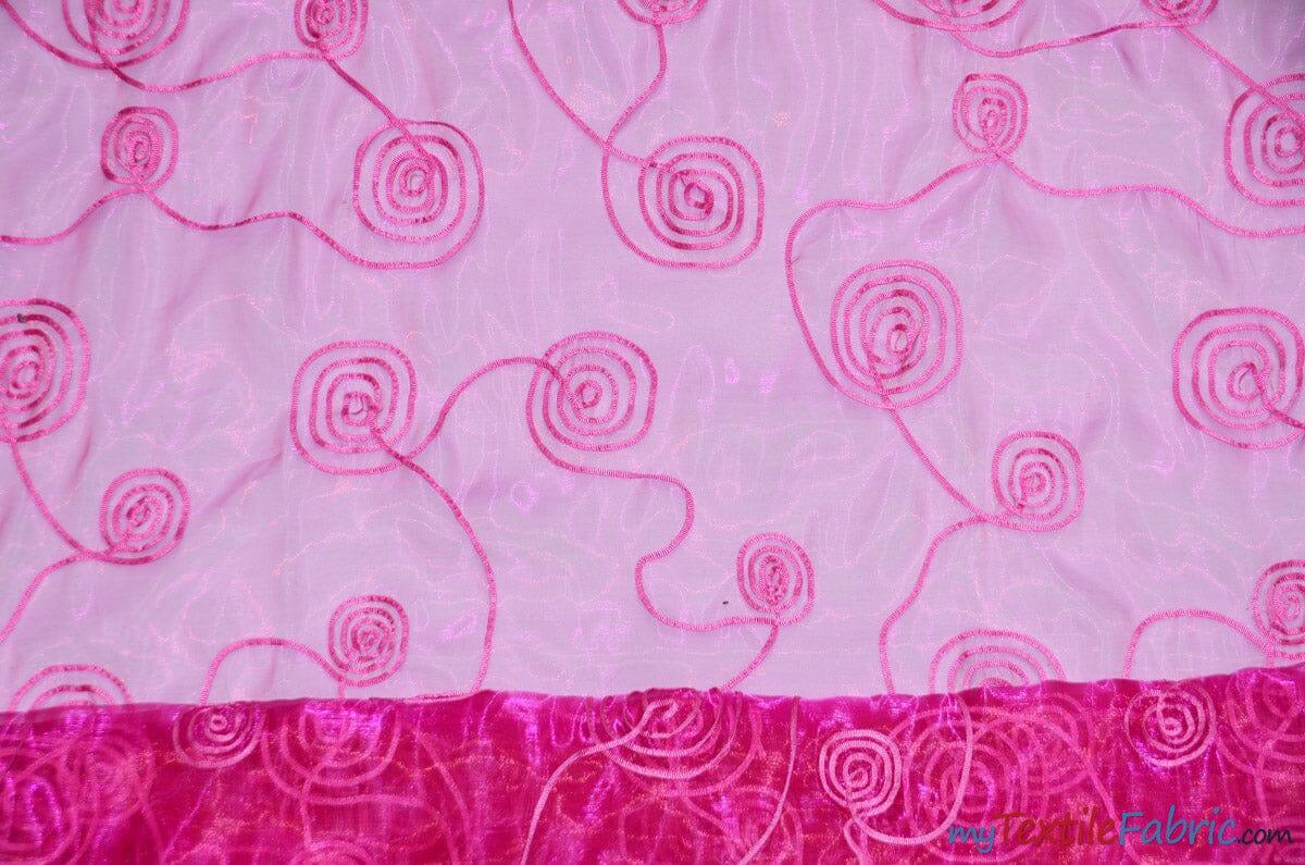 Donatello Organza Embroidery Fabric | Embroidered Floral Sheer | 54" Wide | Multiple Colors | Fabric mytextilefabric Yards Fuchsia