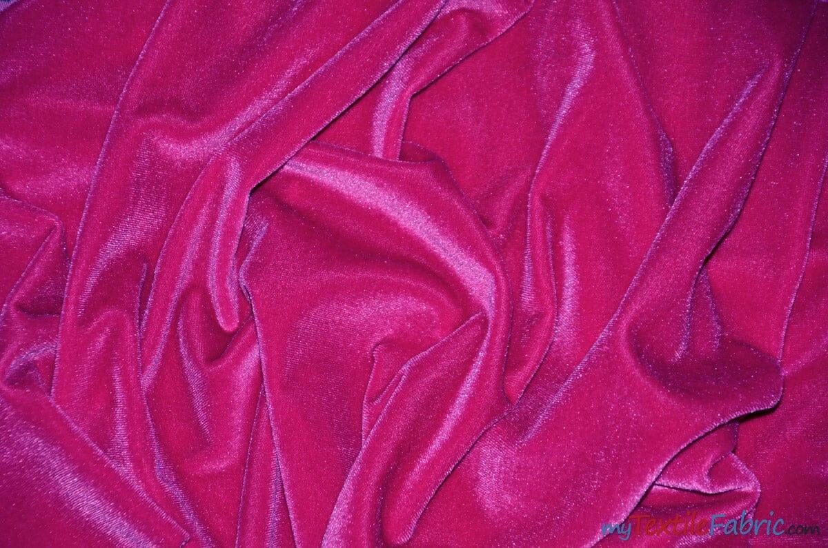 Soft and Plush Stretch Velvet Fabric | Stretch Velvet Spandex | 58" Wide | Spandex Velour for Apparel, Costume, Cosplay, Drapes | Fabric mytextilefabric Yards Fuchsia
