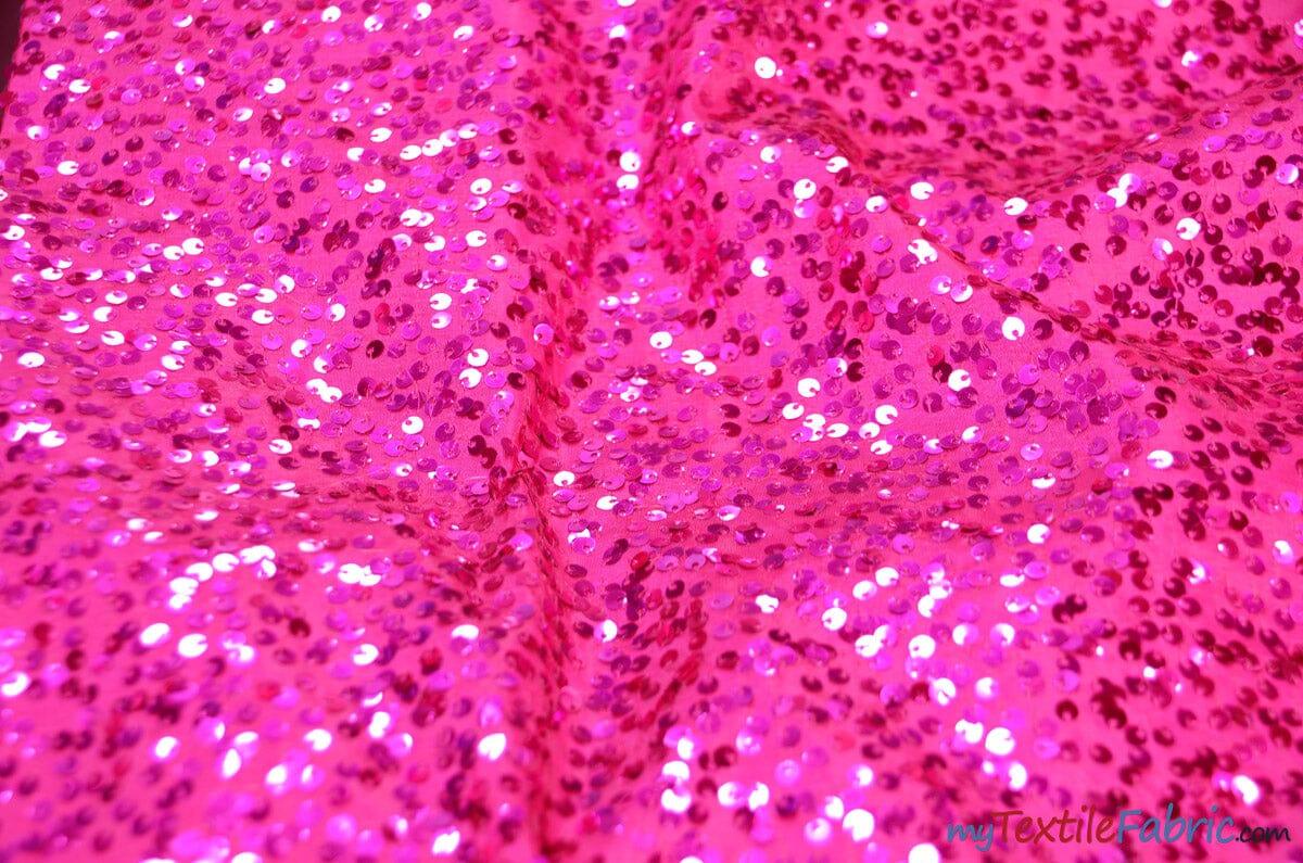 Sequins Taffeta Fabric by the Yard | Glitz Sequins Taffeta Fabric | Raindrop Sequins | 54" Wide | Tablecloths, Runners, Dresses, Apparel | Fabric mytextilefabric Yards Fuchsia