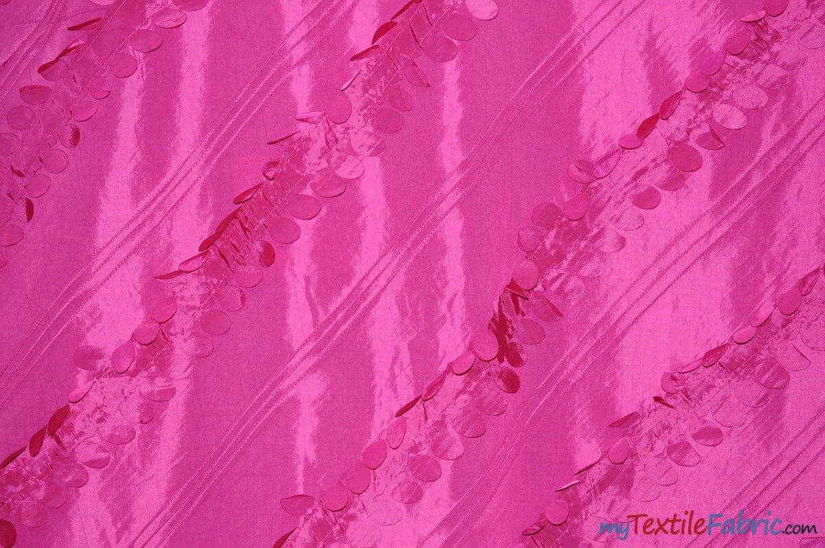 Forest Taffeta Embroidery | Hanging Leaf Taffeta | 54" Wide | Multiple Colors | Fabric mytextilefabric Yards Fuchsia