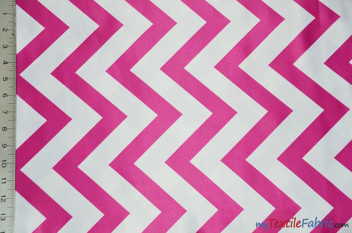 Chevron Satin Fabric | Chevron L'amour Satin | Matte Satin Print | 60" Wide | Multiple Colors | Fabric mytextilefabric Yards Fuchsia