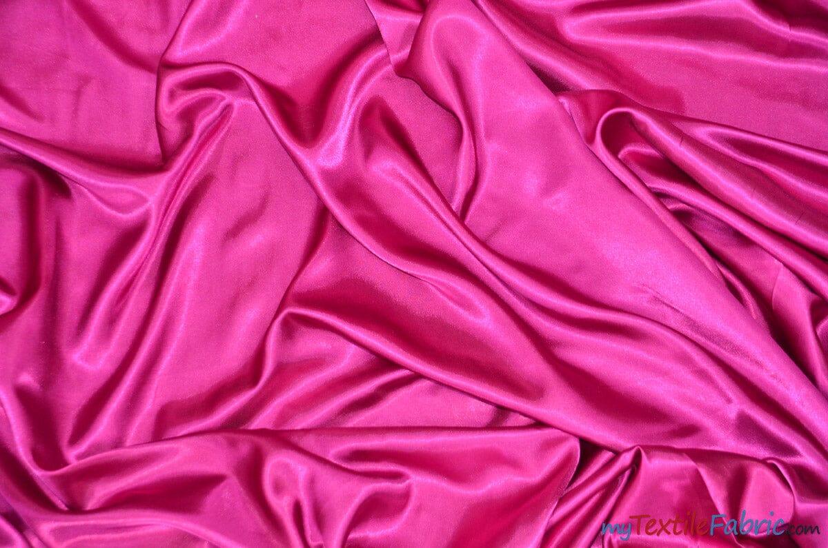 Silky Soft Medium Satin Fabric | Lightweight Event Drapery Satin | 60" Wide | Economic Satin by the Wholesale Bolt | Fabric mytextilefabric Bolts Fuchsia 0060