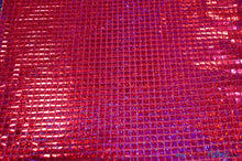 Load image into Gallery viewer, Hologram Square Sequins Fabric | Holographic Quad Sequins Fabric by the Yard | 40&quot; Wide | Glued on Sequins for Decoration | 7 Colors | Fabric mytextilefabric Yards Fuchsia 
