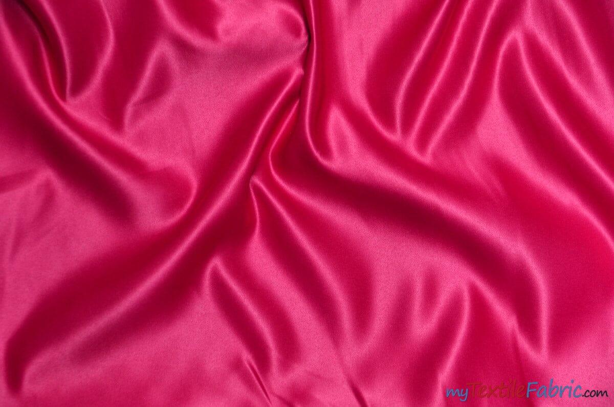 Stretch Matte Satin Peau de Soie Fabric | 60" Wide | Stretch Duchess Satin | Stretch Dull Lamour Satin for Bridal, Wedding, Costumes, Bridesmaid Dress Fabric mytextilefabric Yards Fuchsia