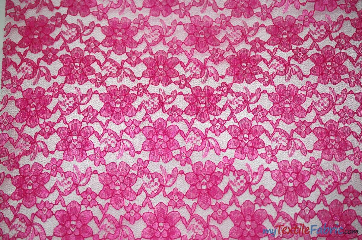 Raschel Lace Fabric | 60" Wide | Vintage Lace Fabric | Bridal Lace, Decoration, Curtain, Tablecloth | Boutique Lace Fabric | Floral Lace Fabric | Fabric mytextilefabric Yards Fuchsia